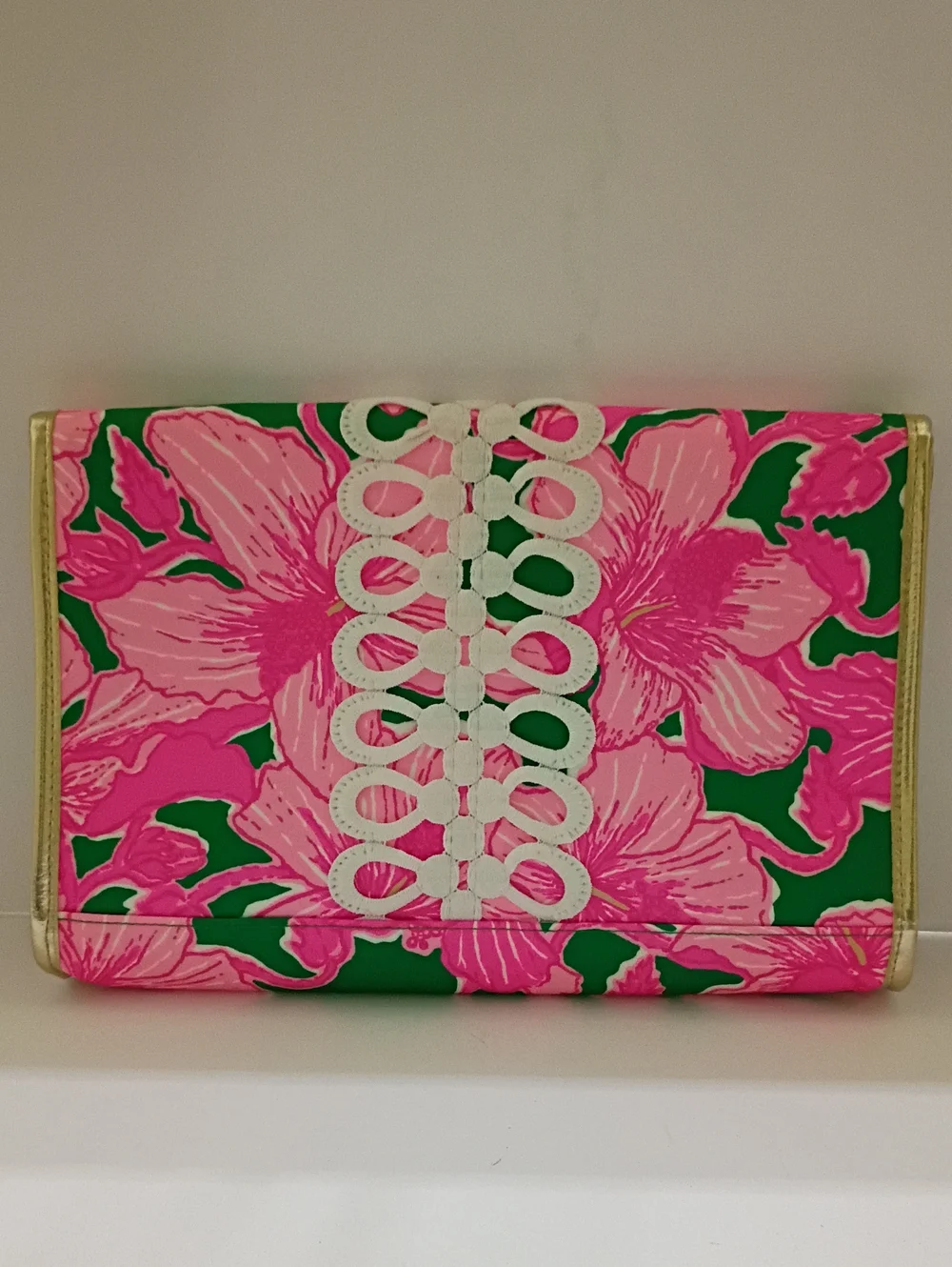 Lilly Pulitzer Kelly Green Hibis Kiss Oversized Clutch